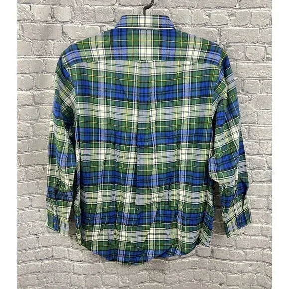 Lands' End Mens Flannel Shirt Traditional Fit 2XL Tall 18-18 1/2 NEW Green Blue - Picture 2 of 4